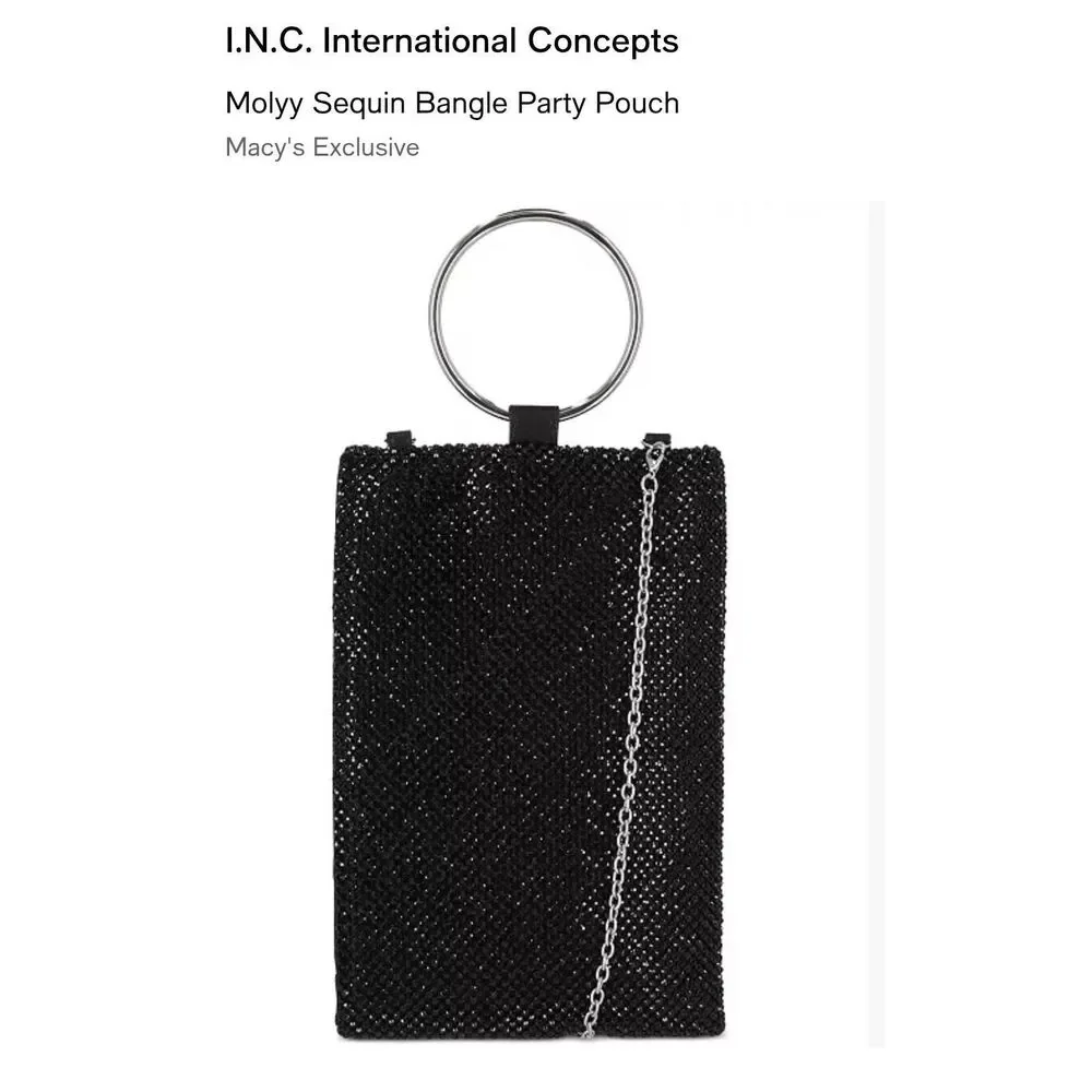 NWOT Black INC Molyy Sequin Bangle Clutch Party Pouch Bag Evening Purse Sexy